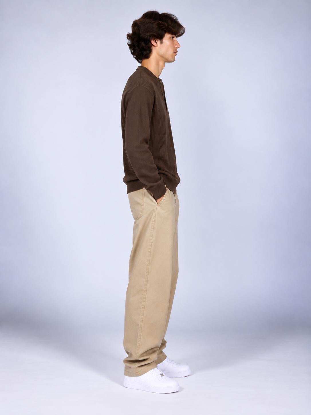 Maglione serafino marrone a maniche lunghe