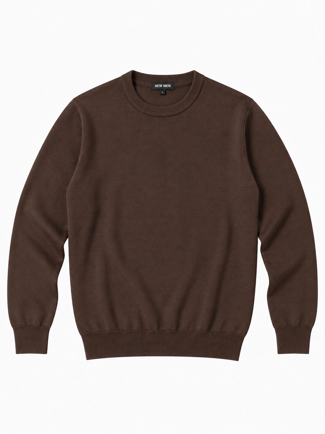 giro collo in maglia regular fit marrone