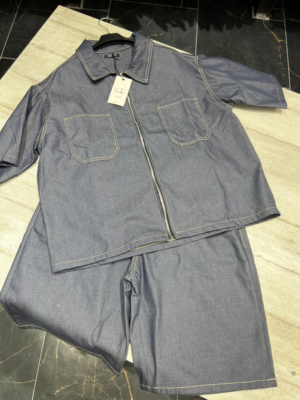Completo Jeans maniche corte e bermuda