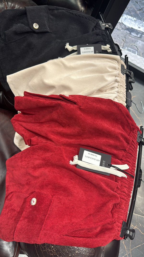 Bermuda a costine tasche bottoni Junior