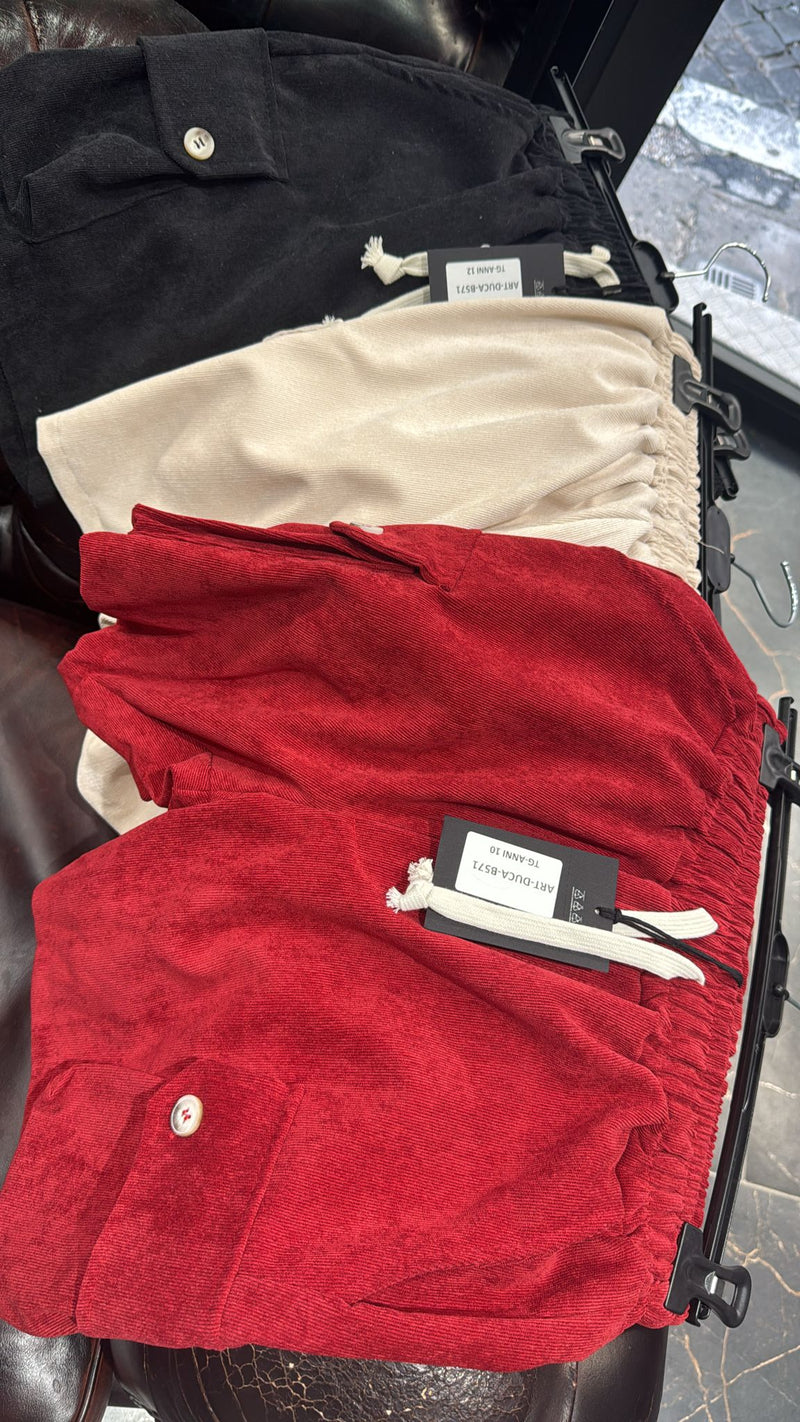 Bermuda a costine tasche bottoni Junior