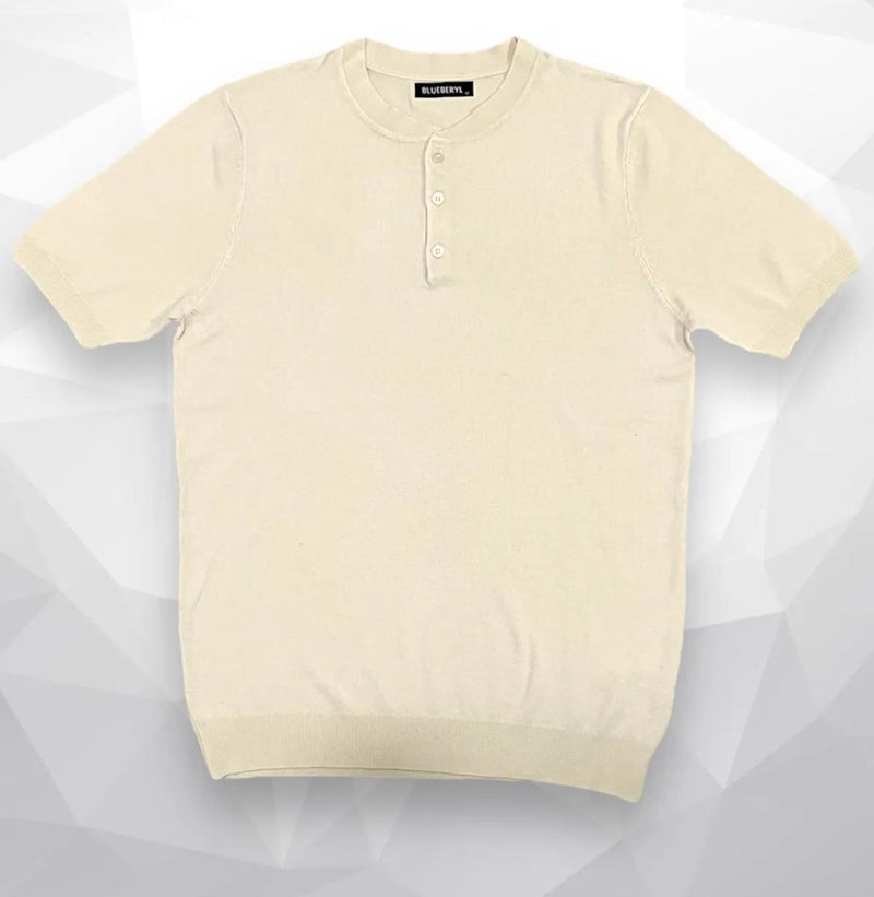 T-shirt filo con bottoni