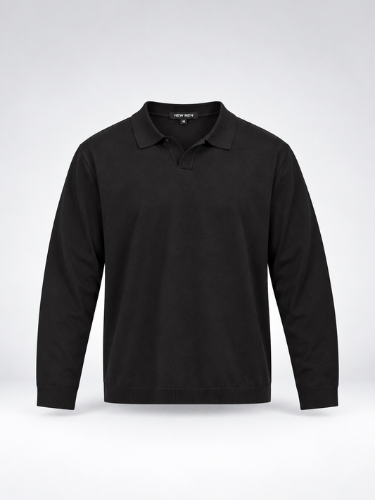Polo in Maglia Regular Fit Nera
